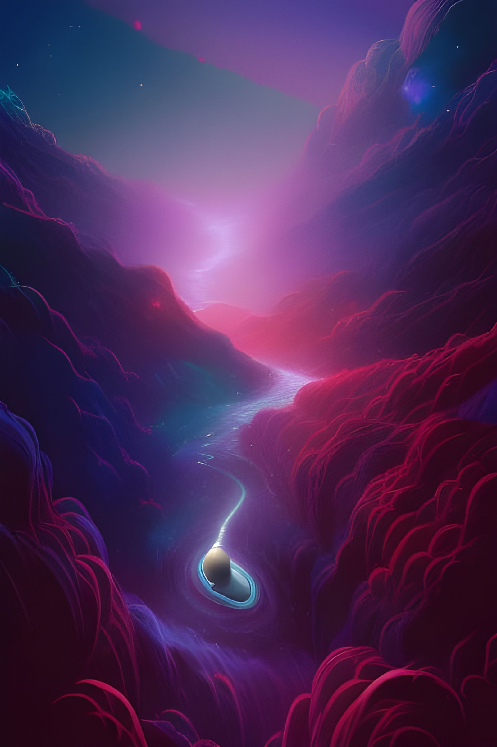 Surreal Cosmic Landscape in Digital Art Style