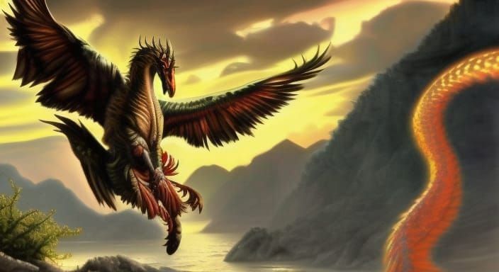 Majestic Winged Dragon in Hyperrealistic Oil Painting