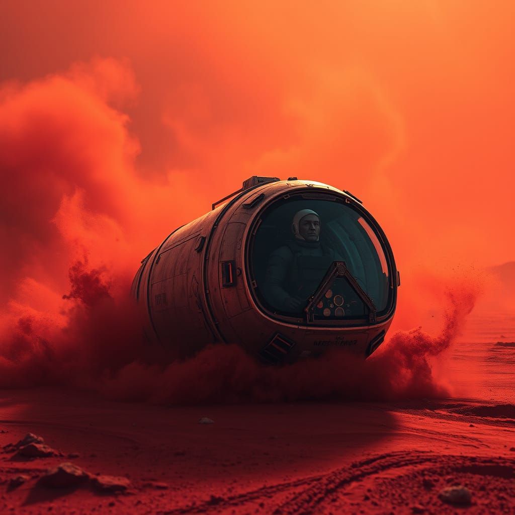 Dusty Mars Landing in Cyberpunk Style