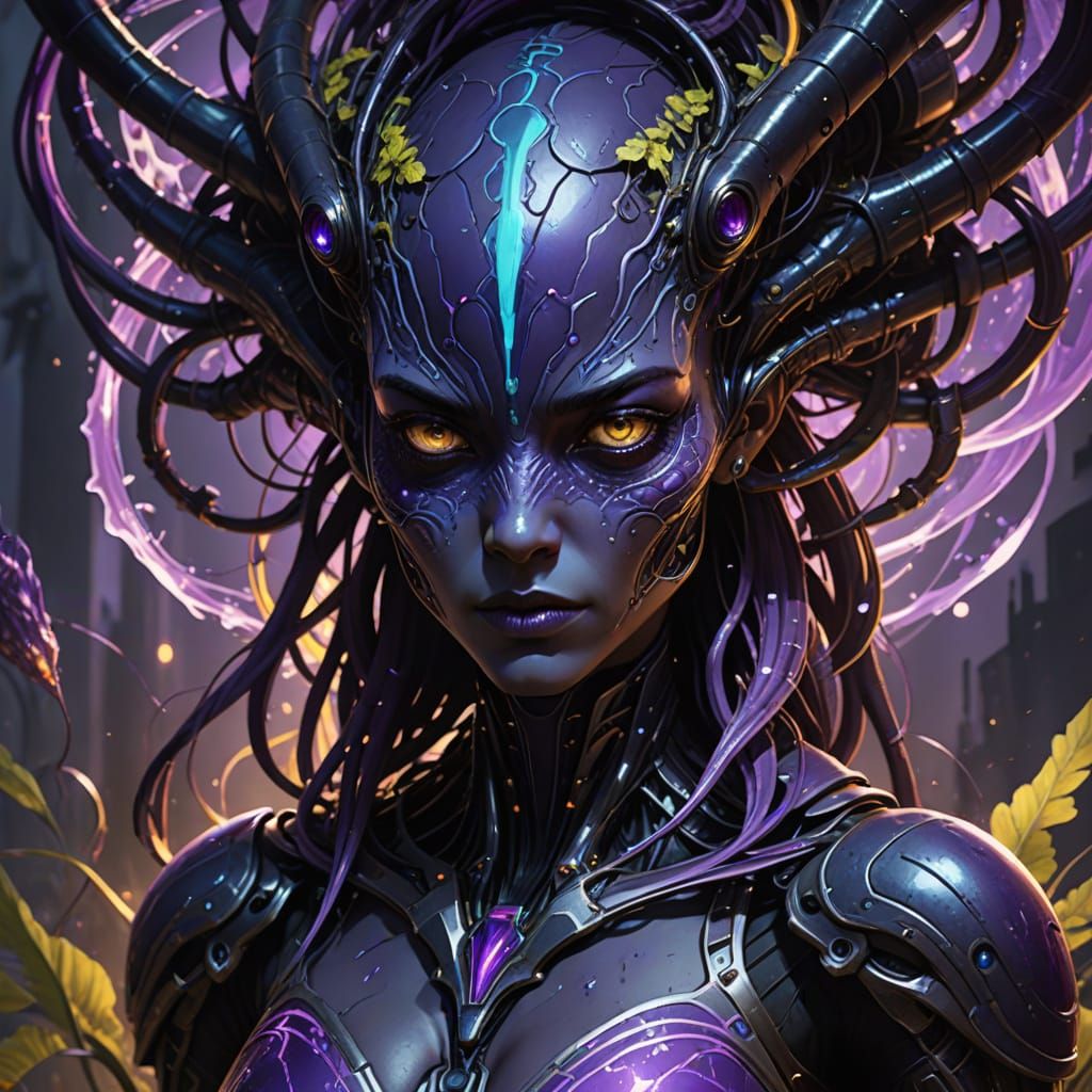 Violet Alien Concept Art in Dark Fantasy Style
