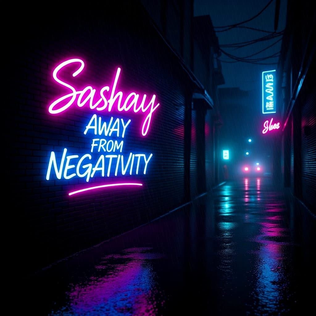 Cyberpunk Neon Alleyway with Uplifting Message