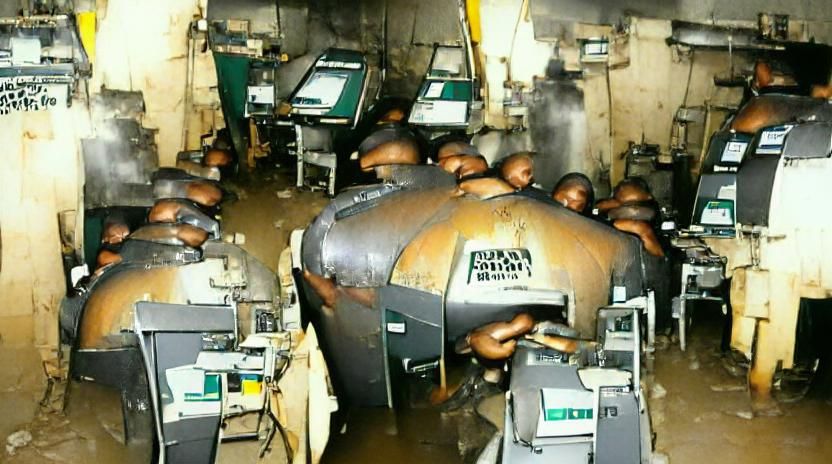 Nigerian Scam Boiler Room: AI Generated Image
