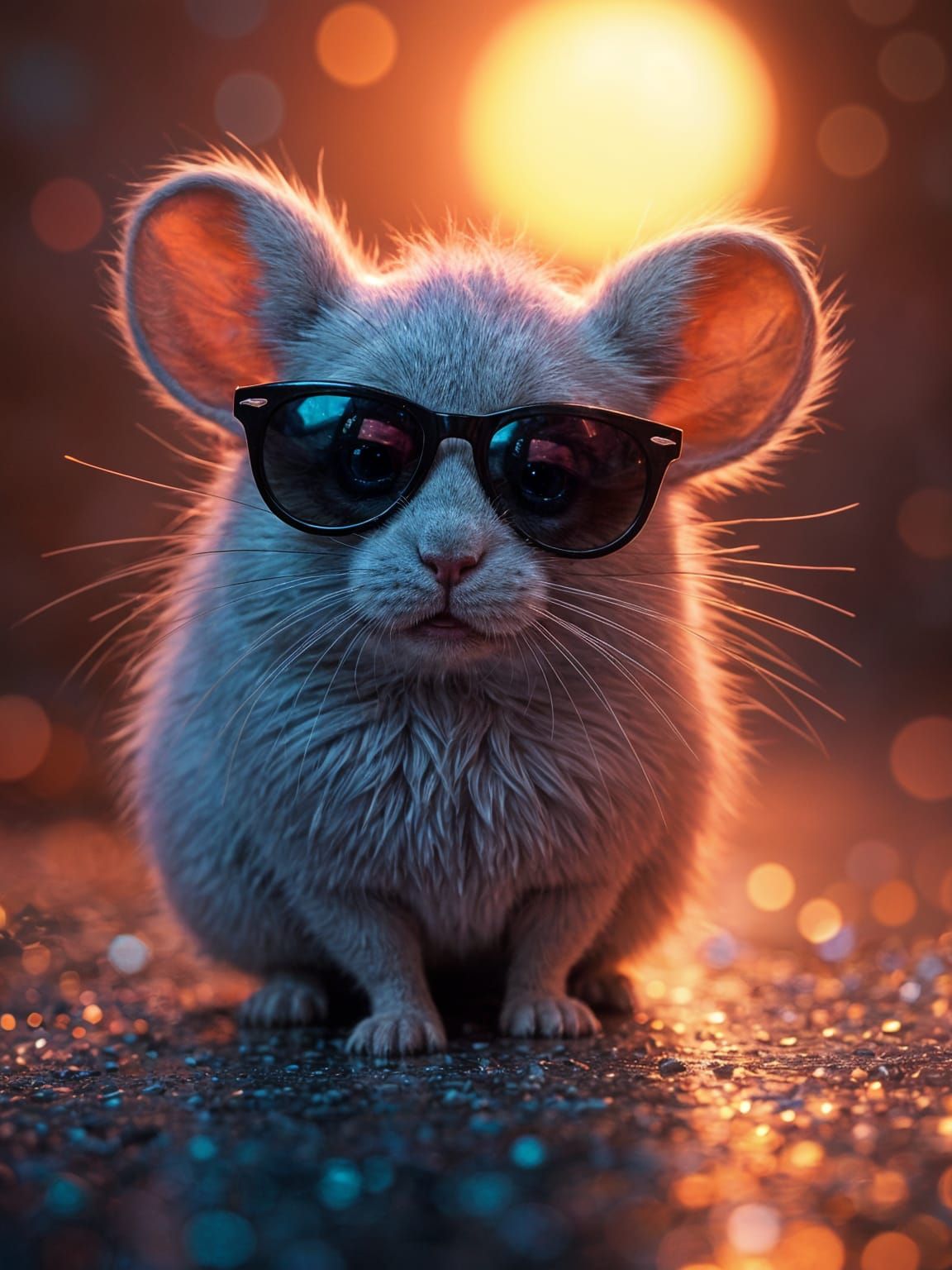 Surreal Chinchilla in Sunset Disco Scene, Unreal Engine 5 Ar...