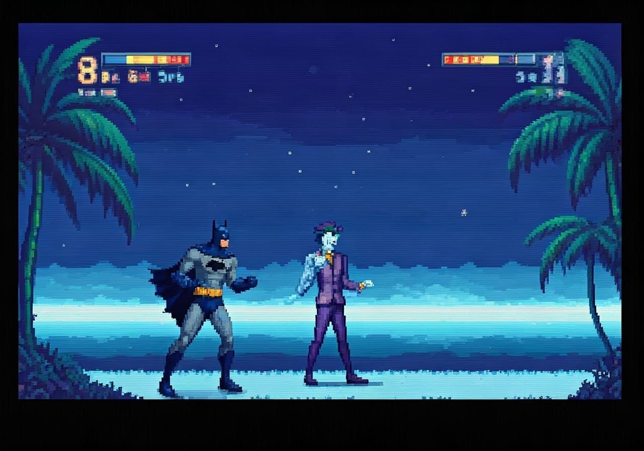 Batman and Joker Gameboy Pixel Art