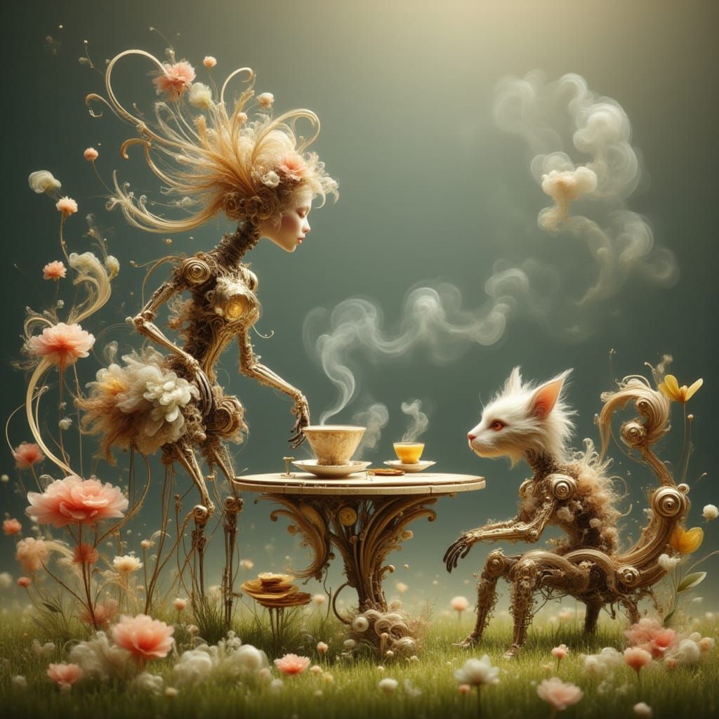 Steampunk Robots Host Whimsical Tea Party