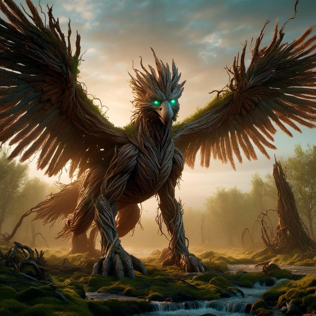 Fierce Griffin Soaring with Open Wings