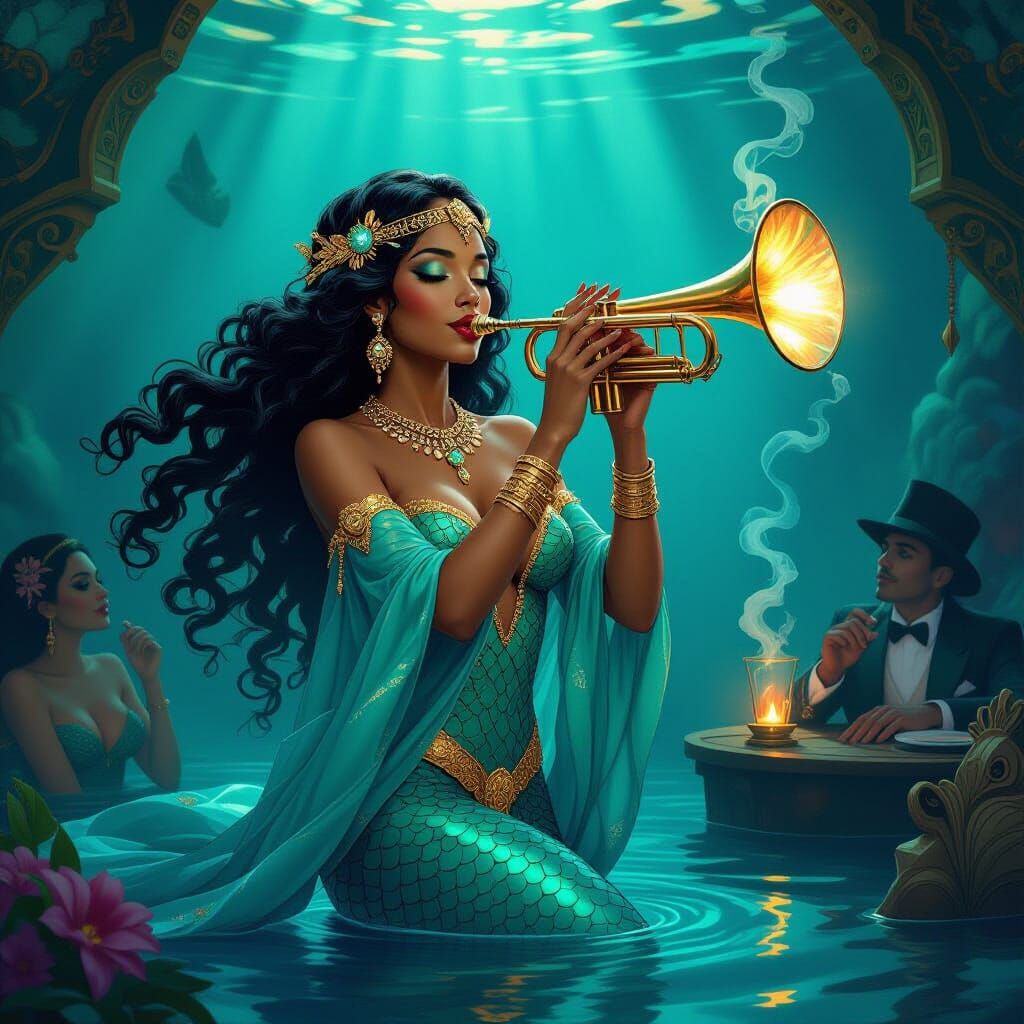 Underwater Mermaid Speakeasy in Art Nouveau Style