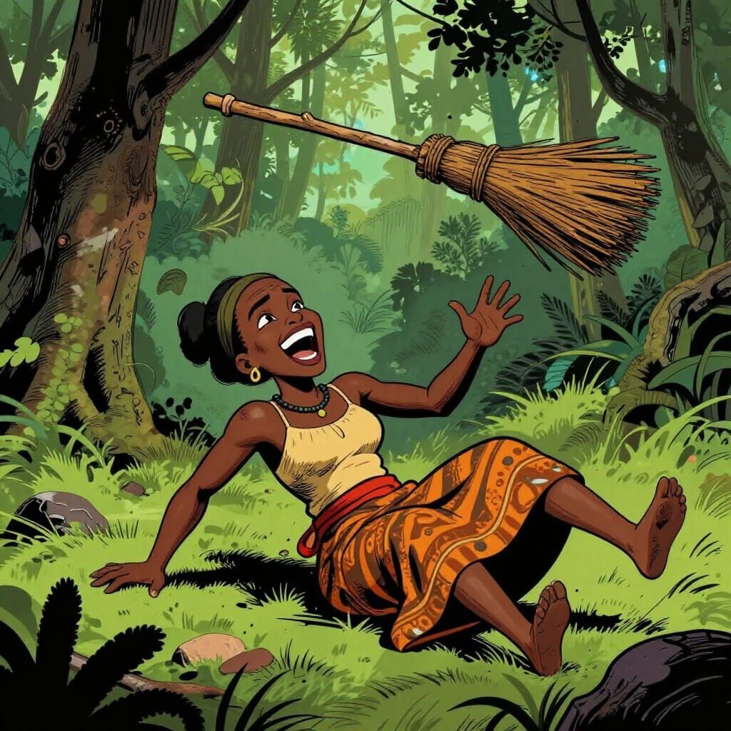 Madam Ifeoma's Humorous Fall in African Folklore Style