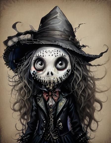 Skeleton Portrait in Tim Burton Style