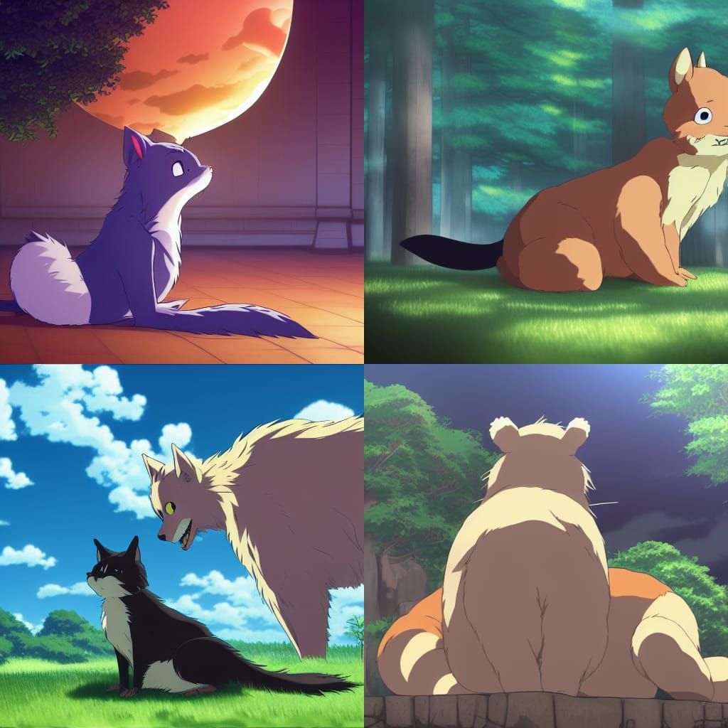 Furry Inflation Art in Studio Ghibli Style
