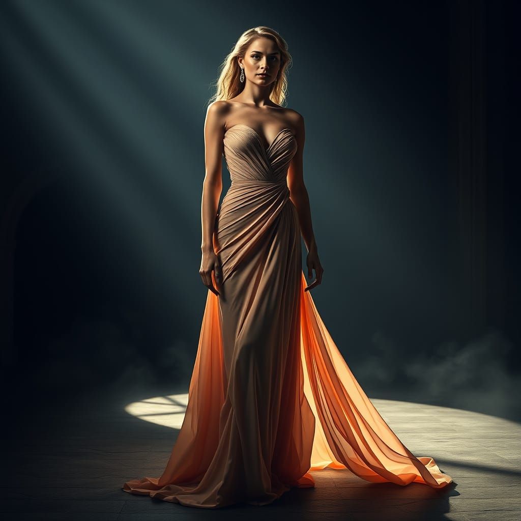 Elegant Seven-Foot Woman in Dramatic Lighting