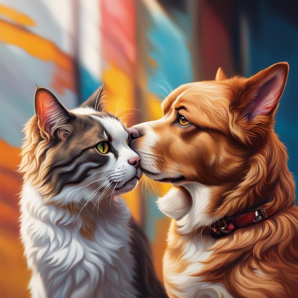 Hyperrealistic Dog and Cat Splash Art