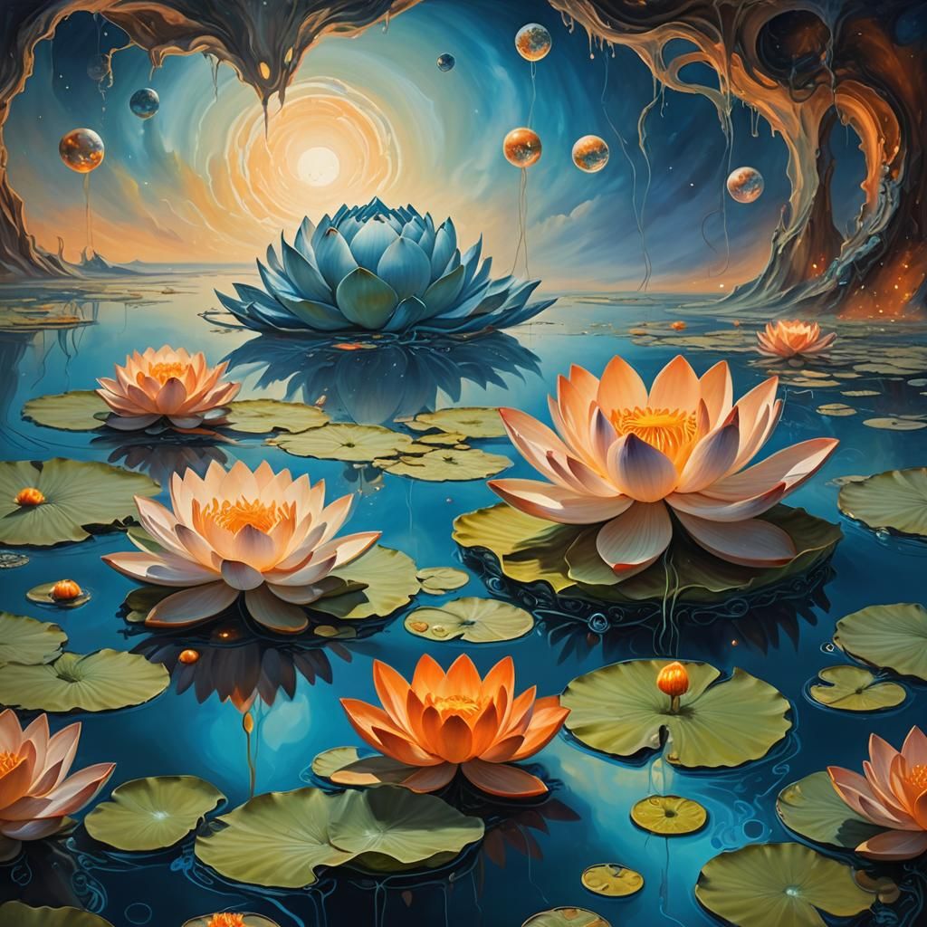 Mystical Lotus Flower in Surreal Dreamscape