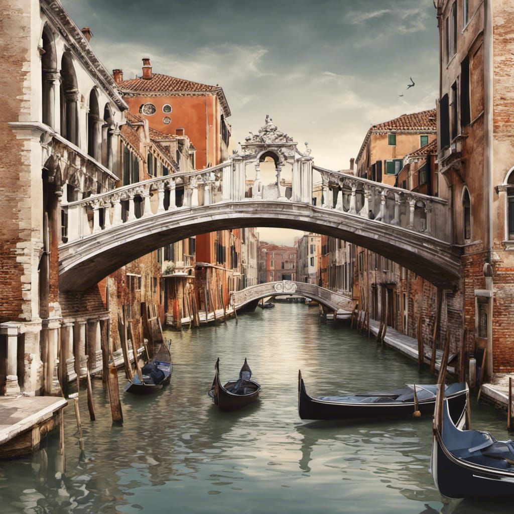 Venice Canal Bridge in Photorealistic Style