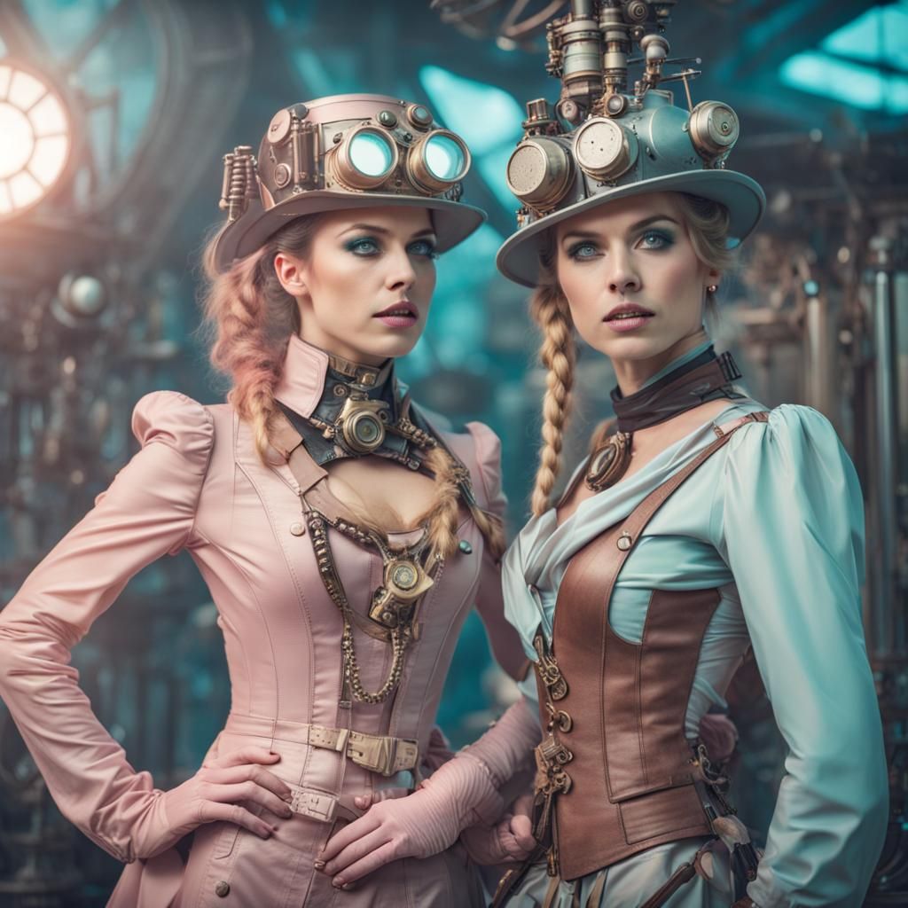 Steampunk Beauties in Pastel-Colored Futuristic Movie