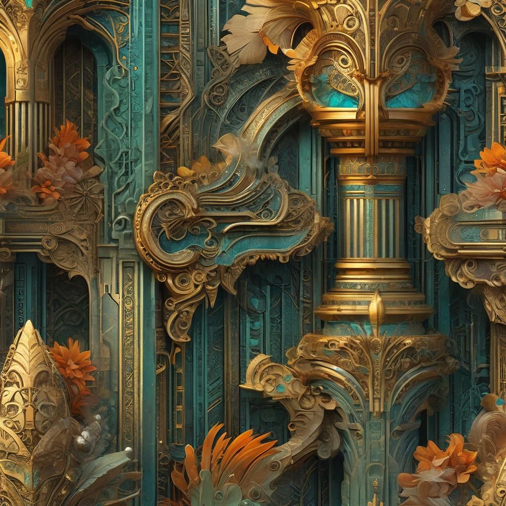 Art Deco Column Radiating Spiritual Energy