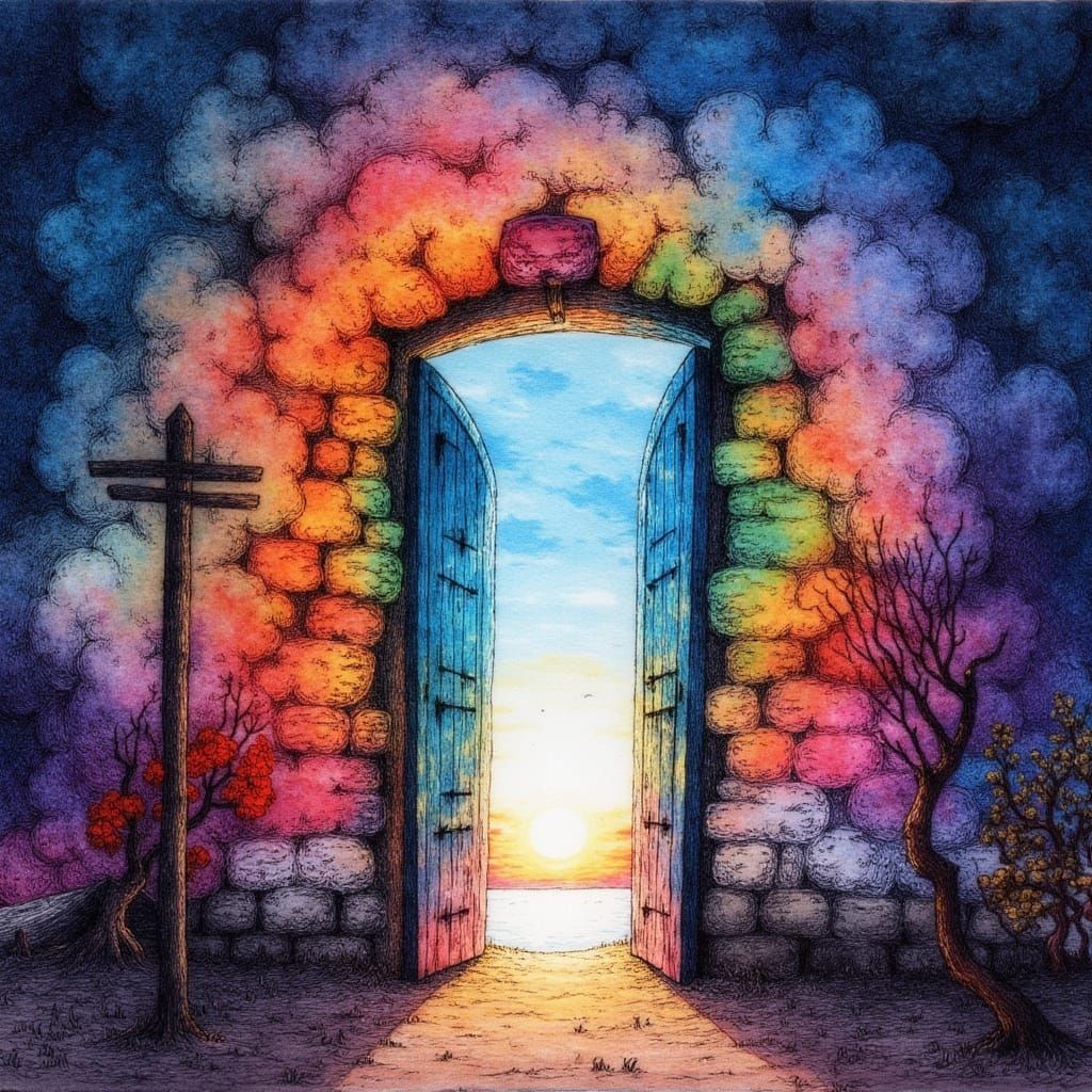 Doorway to a Bright Future in Eraserpunk Style
