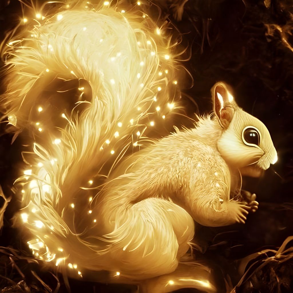 Sparkly Celestial Squirrel Holding Acorn