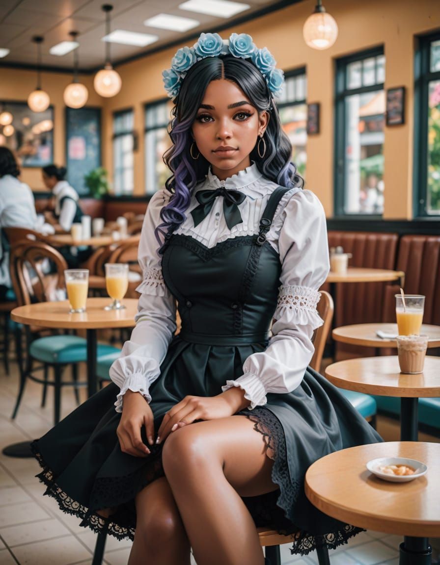 Anime Style Dominican Woman in Gothic Lolita Outfit