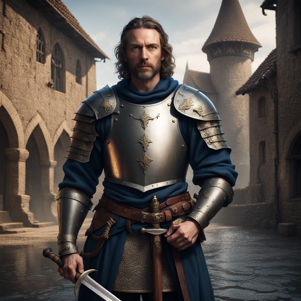 Medieval Knight Portrait in Detailed Matte Painting