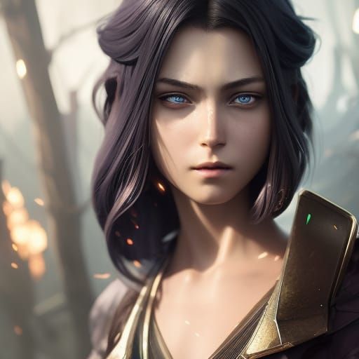 Victorian Assassin with Ice Blue Eyes, Dark Fantasy Art