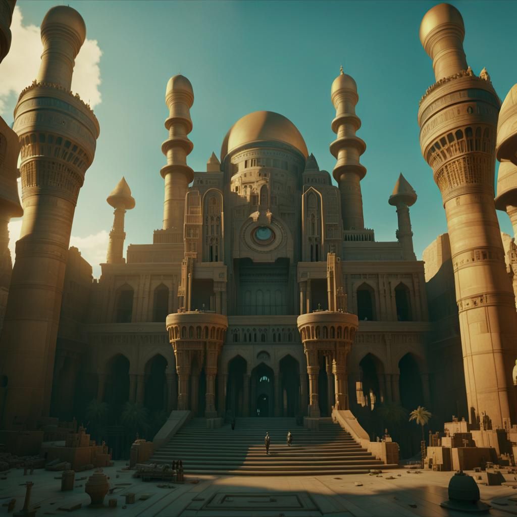 Steampunk Necropolis in Escher-Inspired Panoramic Vista