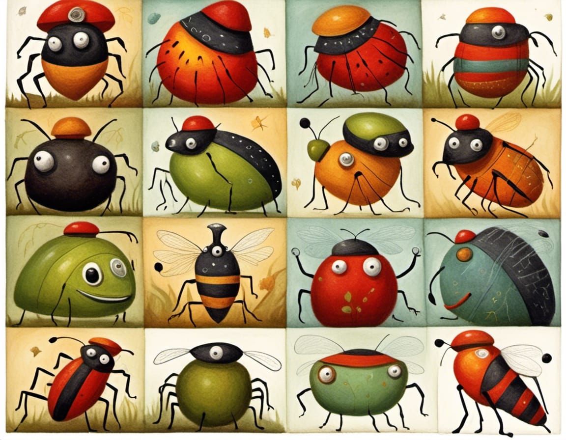 Anthropomorphic Insects Drawing Chalk Art of Geoglyphs