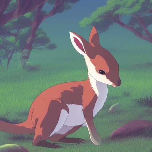 Baby Kangaroo in Studio Ghibli Anime Style