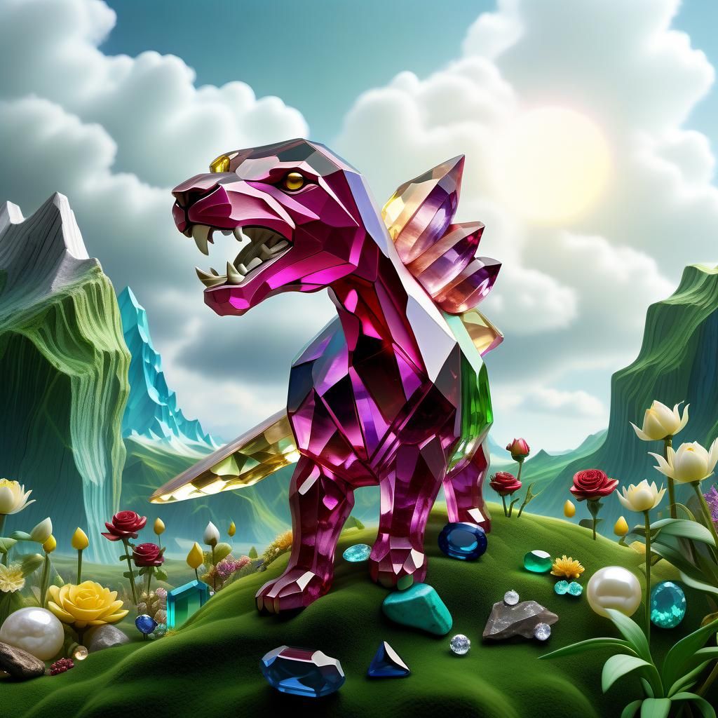 Vibrant Gemstone Garden, Detailed Matte Painting