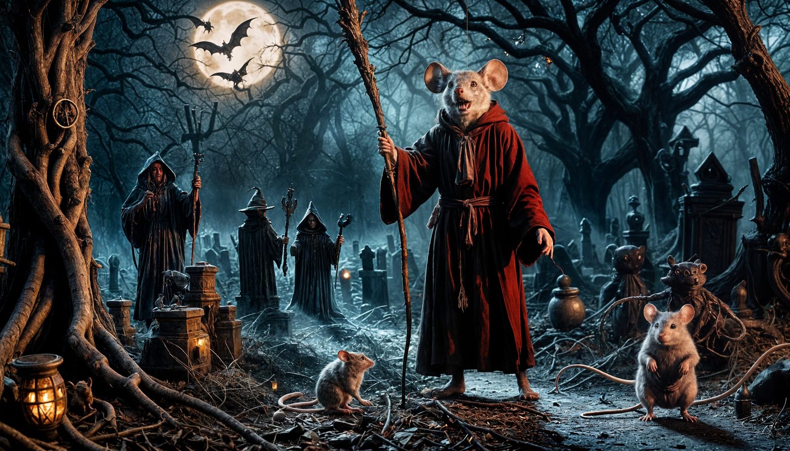 Wizard Mouse Conjures Zombie Mice in Graveyard