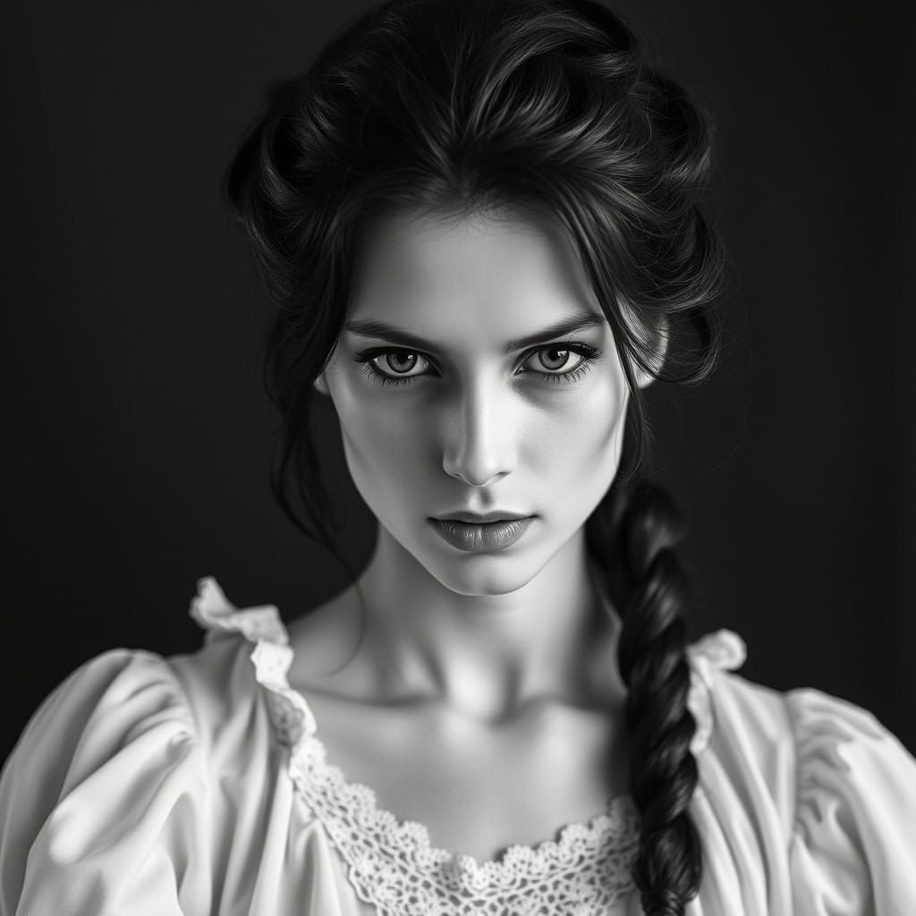 Mysterious Russian Siren in Soft Focus Black and White