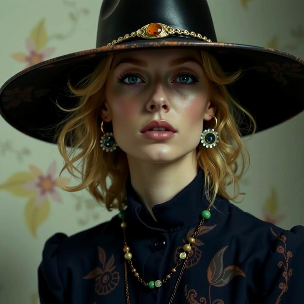 Psychedelic Floral Garden Background with Cosmic Mystery