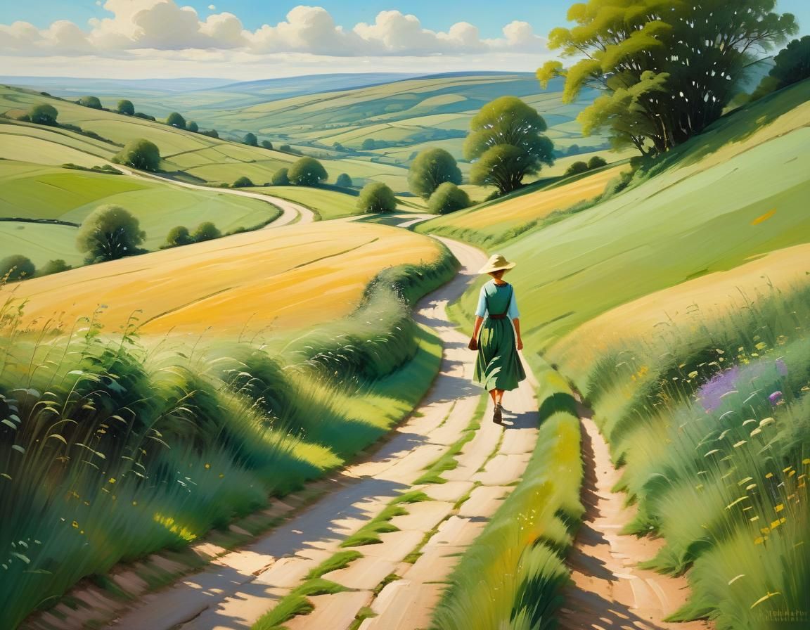 Countryside Path in Oil Painting Style