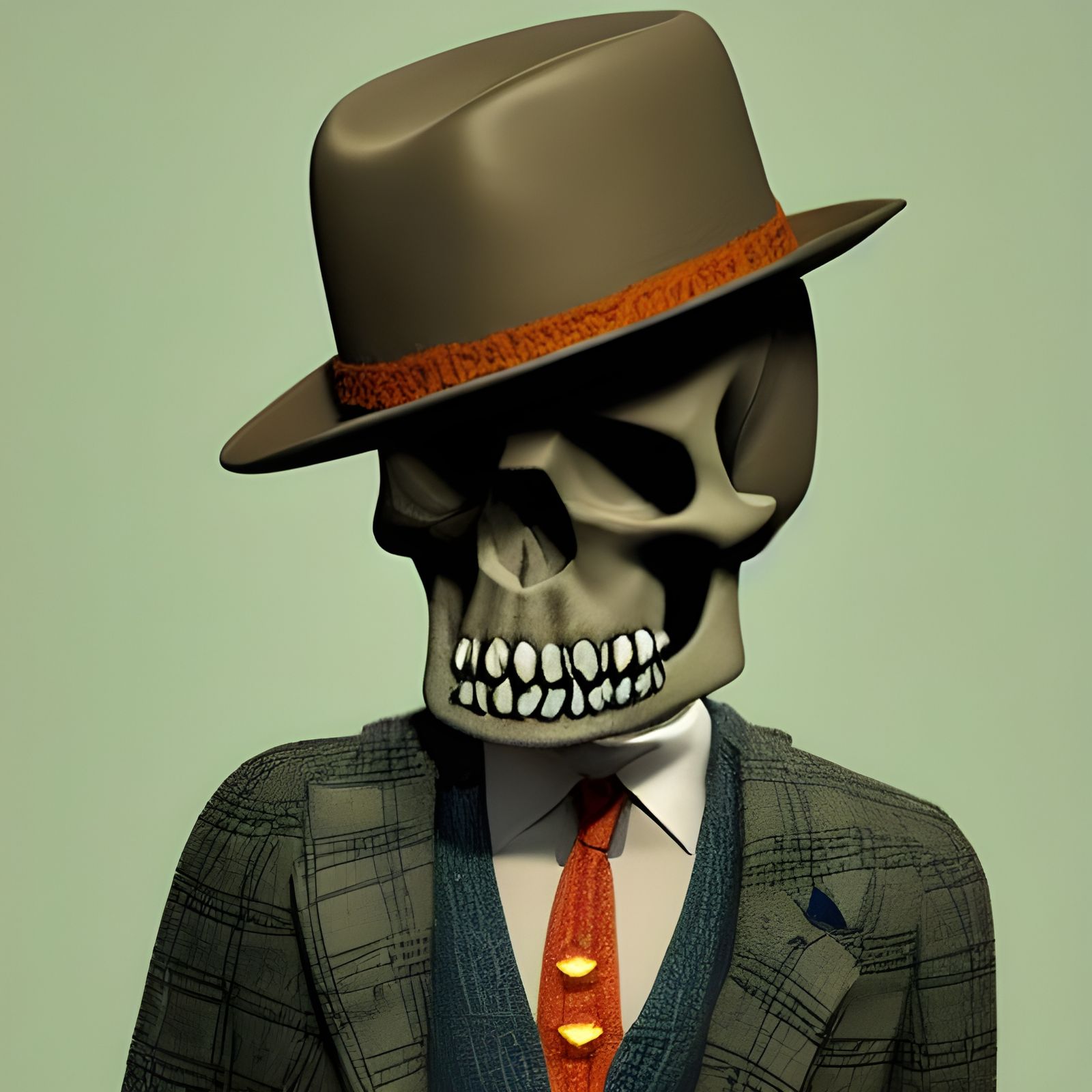 Skull Gentleman in Cartoon Style by Grosz and Anderson