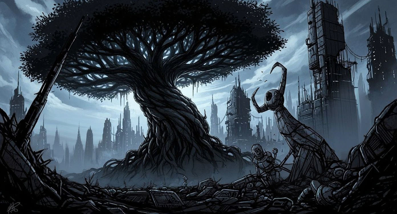 Majestic Dragon Blood Tree in Post-Apocalyptic Dystopia