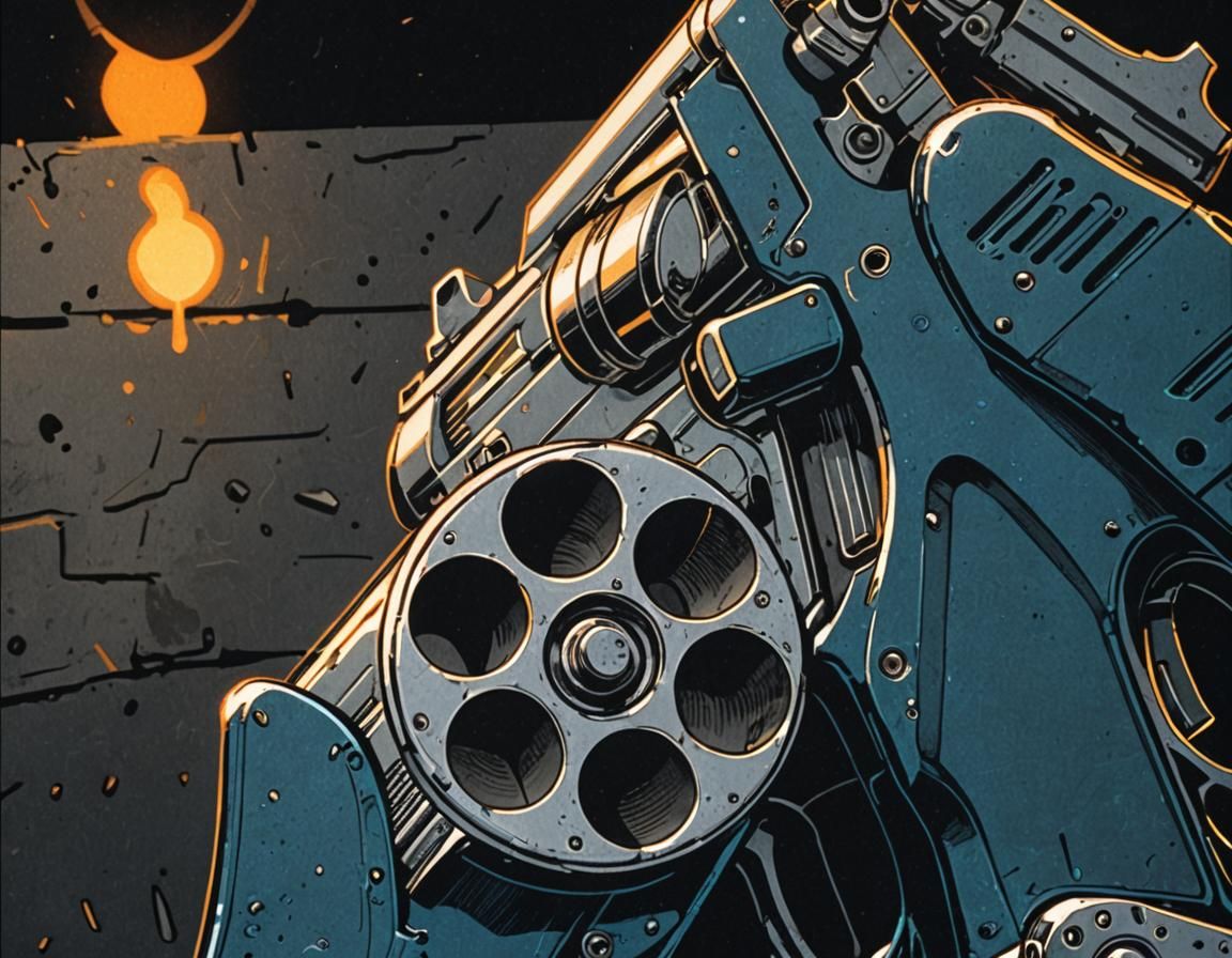 Dramatic Empty Pistol Barrel in Comic Book Style