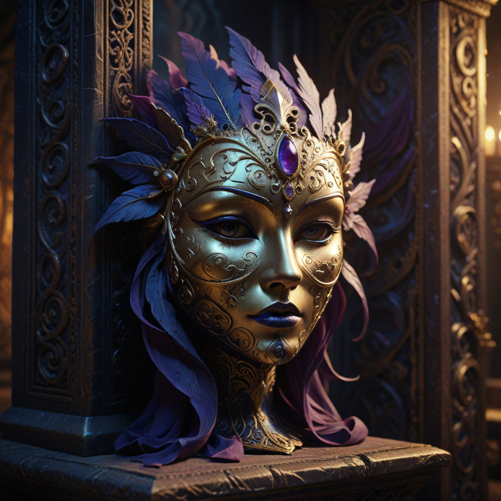 Mysterious Velvet Mask in Golden Hues