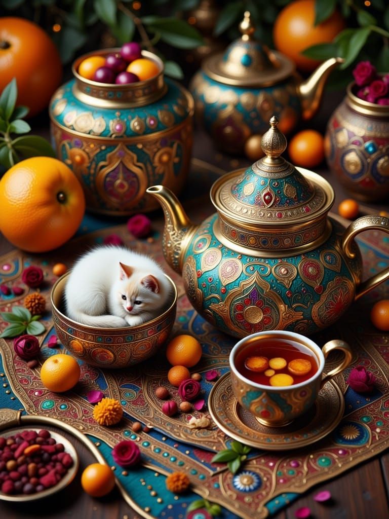 Exotic Teas and Kitten: A Photographic Still Life