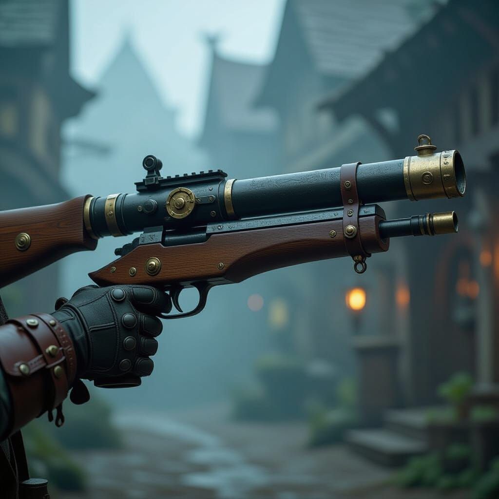 Medieval Fantasy Grenade Launcher: Cinematic Film Still