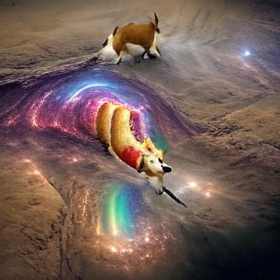 Corgi Rides Unicorn Into Black Hole