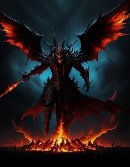Beelzebub in Burning Cathedral: Dark Fantasy Art