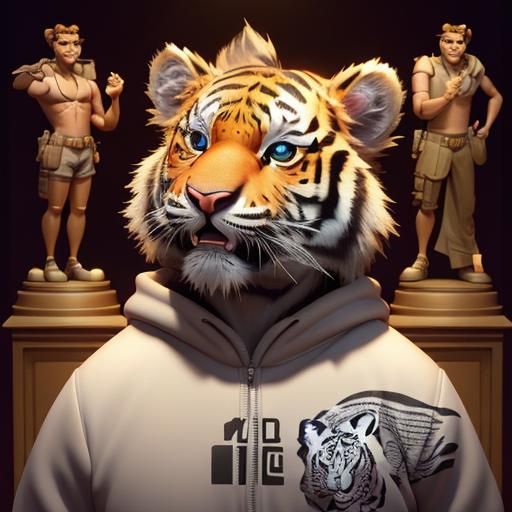 Cute Animated Tiger Cub in Pixar Style