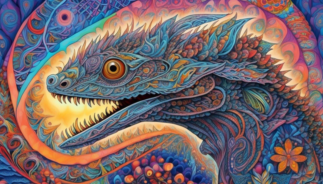 Frilled Lizard at Rivertree Movie Launch with Fractal Art