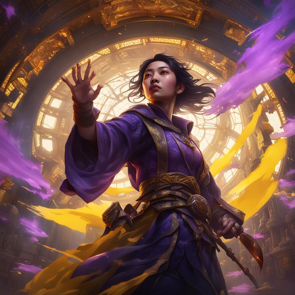 Asian Woman Shatters Glass Ceiling: Fantasy Art
