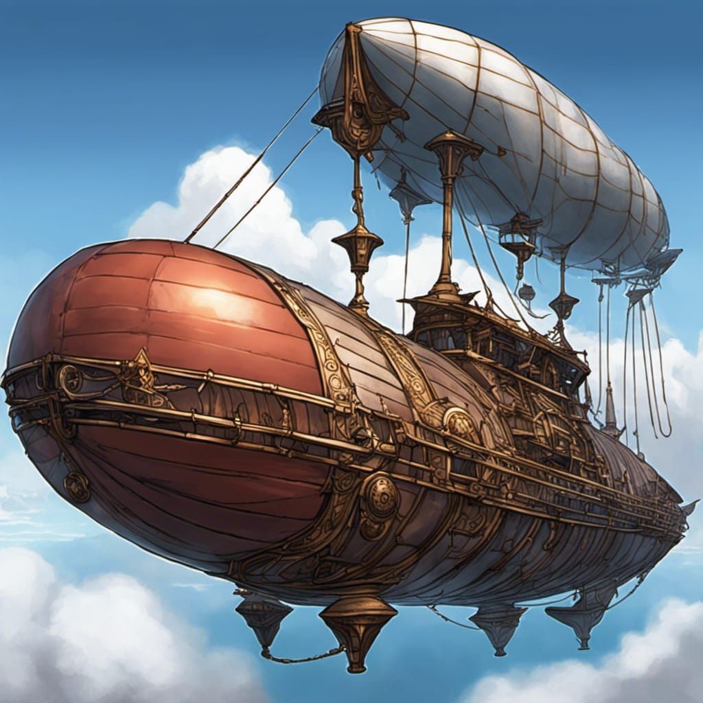 Fantasy Airship Soaring with Arcane Energy