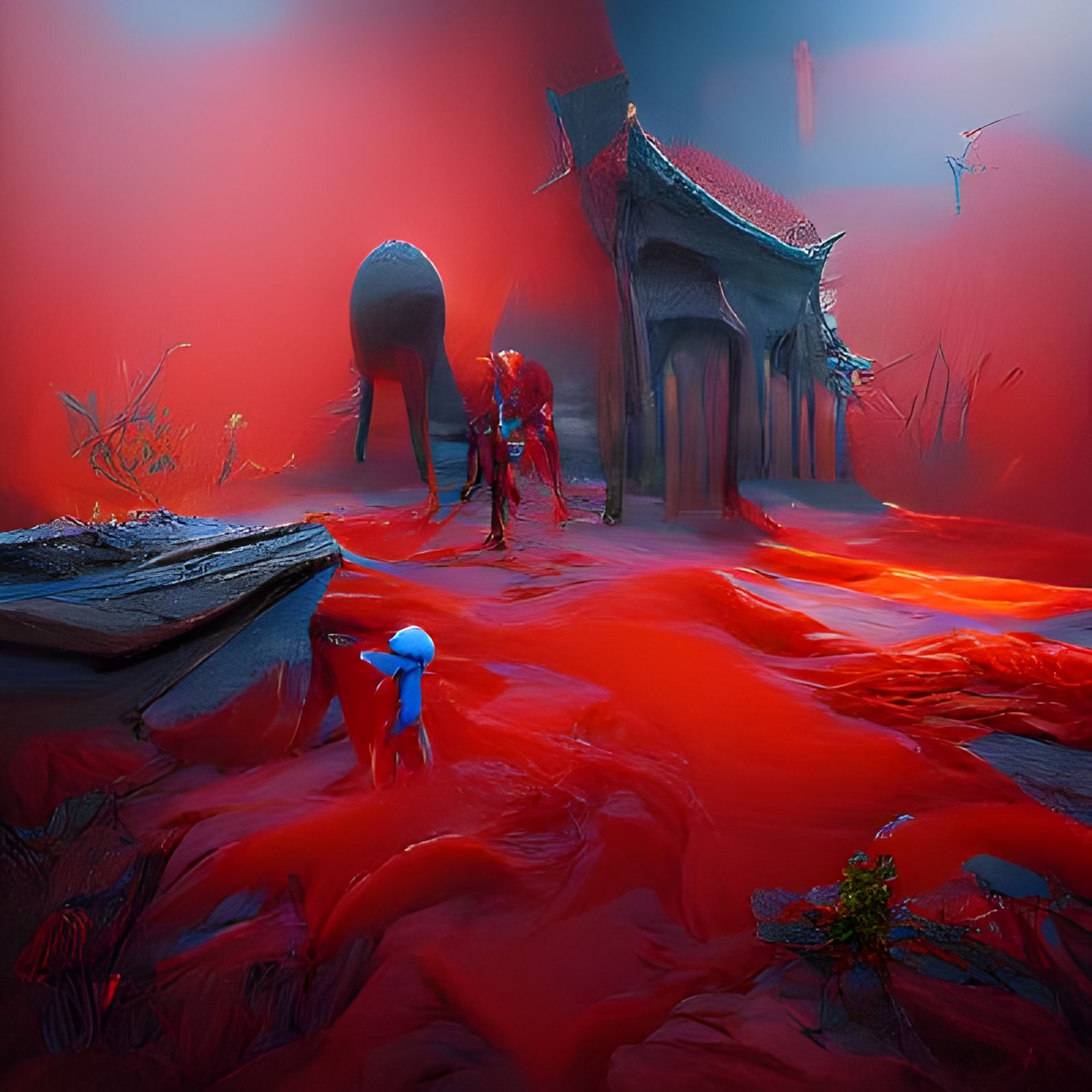 Shadow People Guarding Souls: Detailed Matte Painting