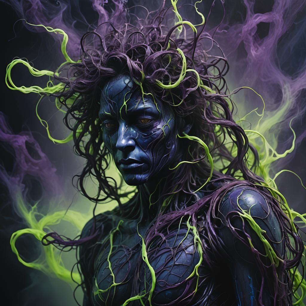 Eerie Abstract Expressionism: Figure in Dark Mist