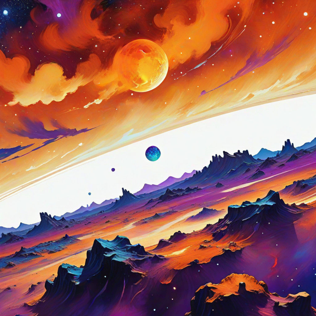 Cosmic Dreamscape in Vibrant Oil Painting Style