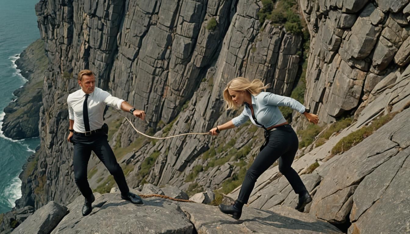 James Bond Action Scene on Cliff Top (V1), by Lord Elboron