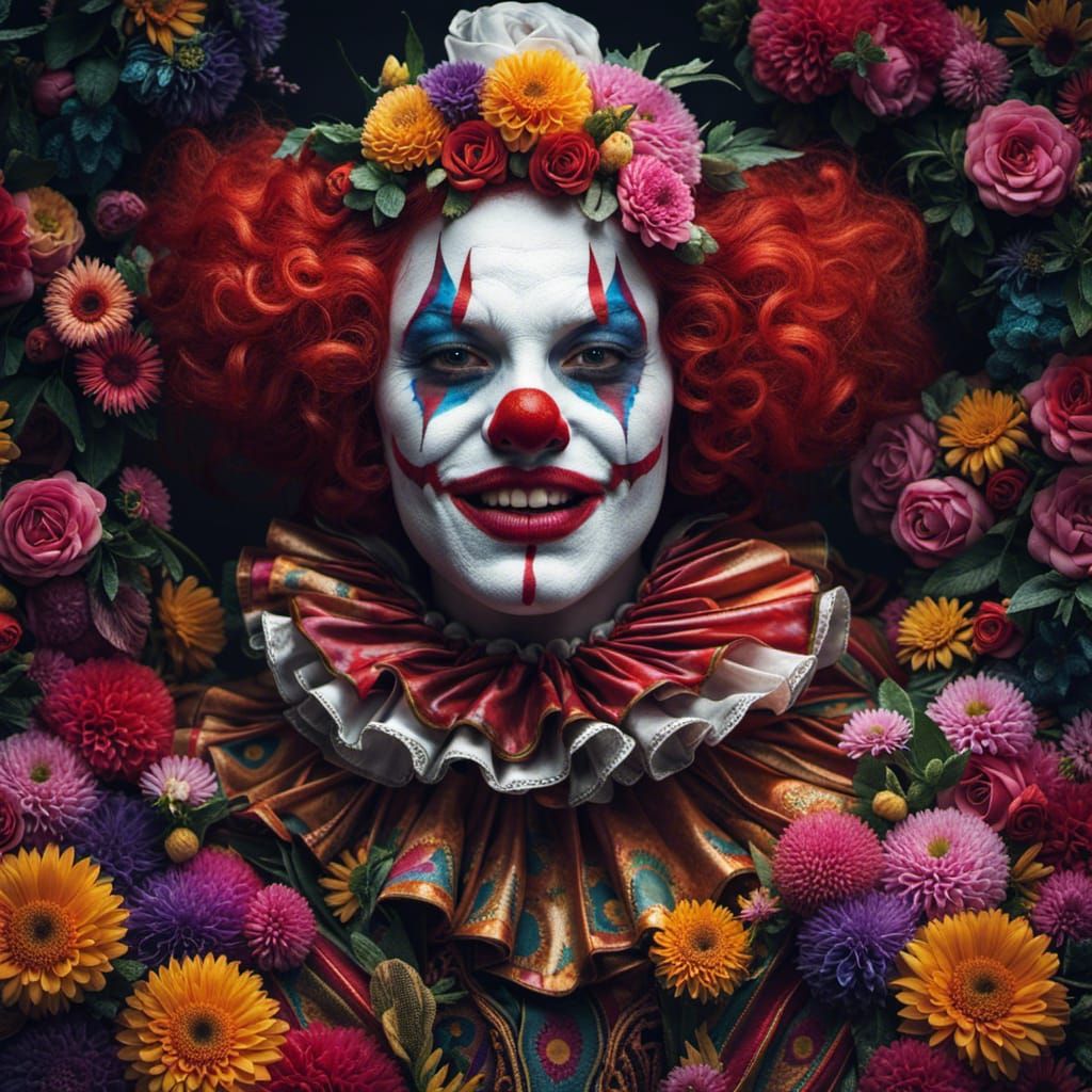 Creepy Clown Costume Close-up in Digital Art Style